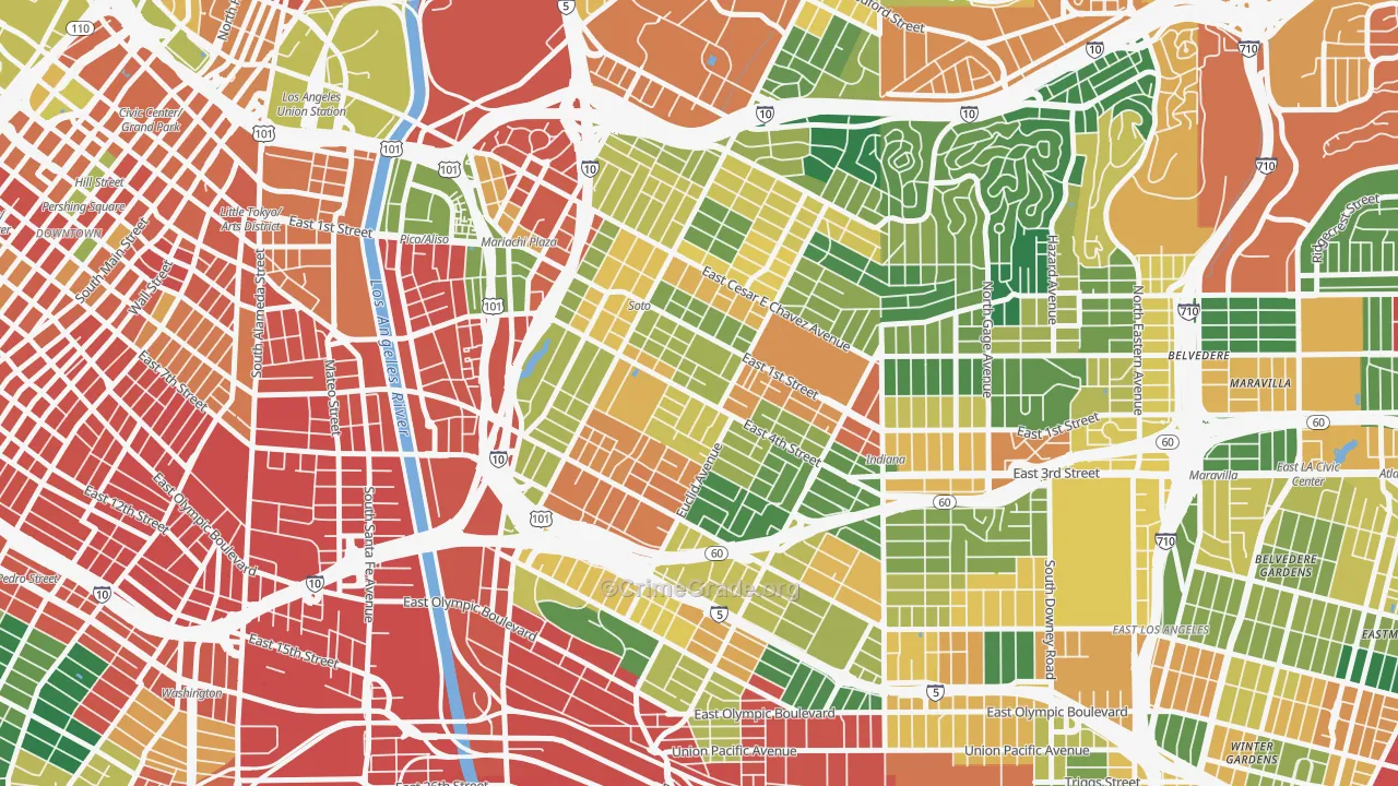 Boyle Heights, Los Angeles, CA Map of Burglary Rates