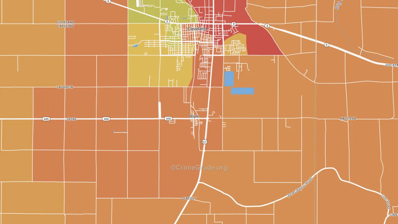 Boyle, MS Map of Burglary Rates