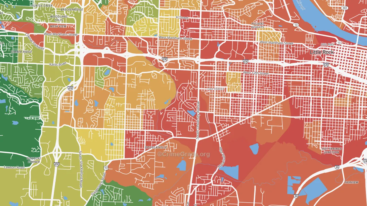 Boyle Park, Little Rock, AR Map of Burglary Rates