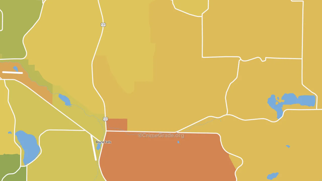 Boyne Falls, MI Map of Burglary Rates