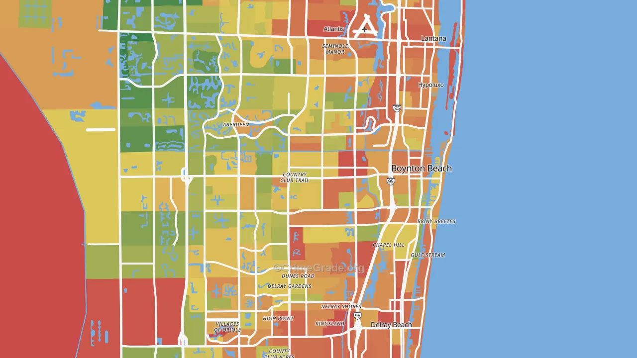 Boynton Beach, FL Map of Burglary Rates