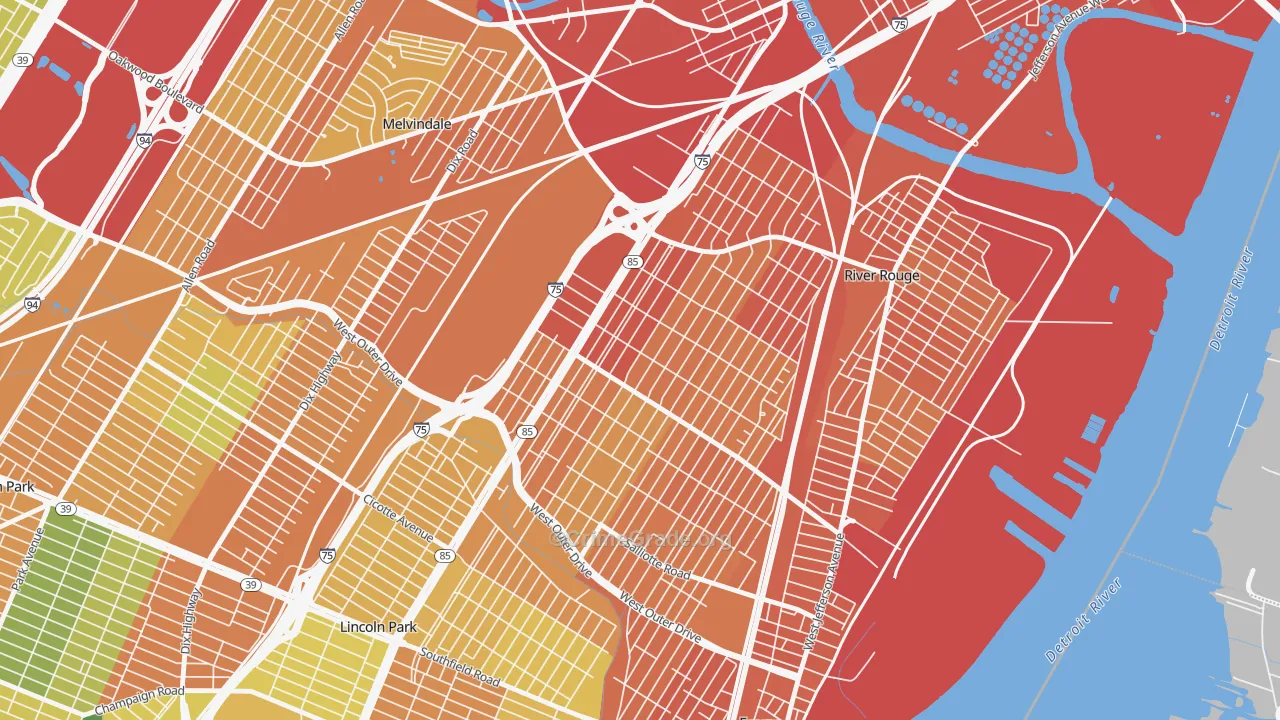 Boynton, Detroit, MI Map of Burglary Rates