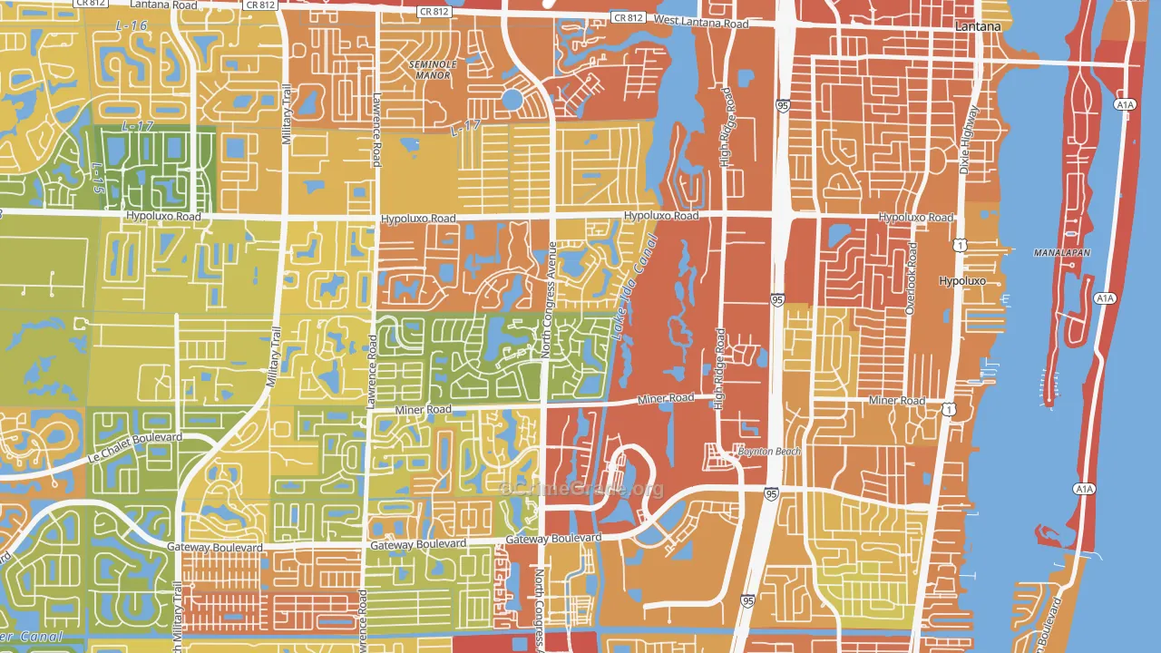Boynton Lakes Plaza, Boynton Beach, FL Map of Burglary Rates