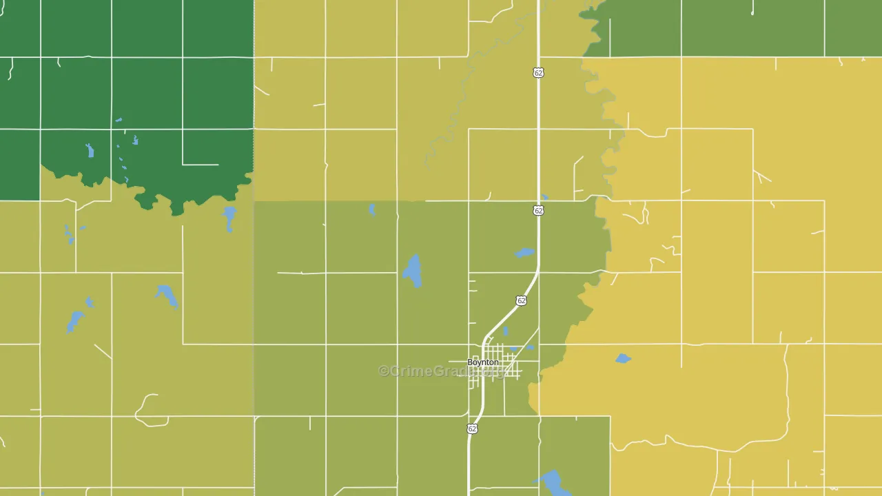 Boynton, OK Map of Burglary Rates