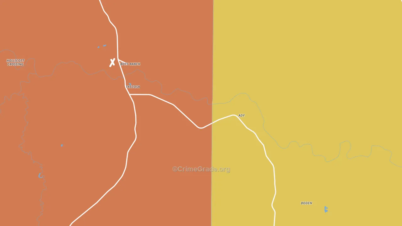 Boys Ranch, TX Map of Burglary Rates