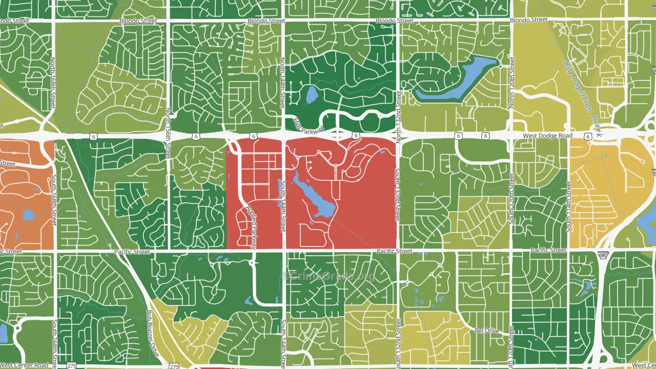 Boys Town, NE Map of Burglary Rates