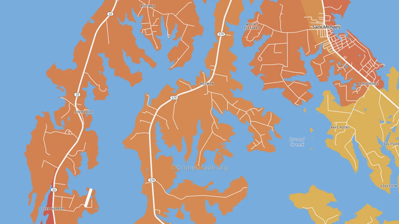 Bozman, MD Map of Burglary Rates