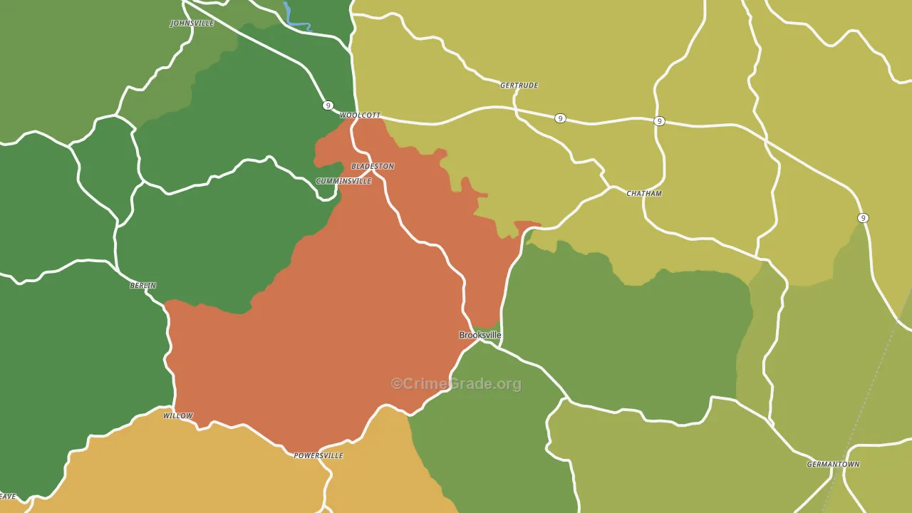 Bracken County, KY Map of Burglary Rates