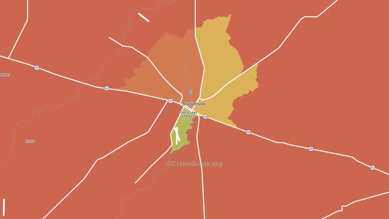Brackettville, TX Map of Burglary Rates