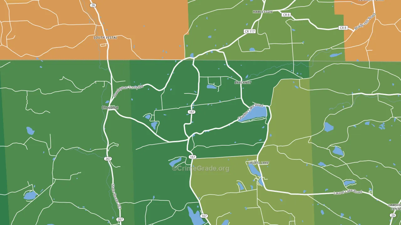 Brackney, PA Map of Burglary Rates