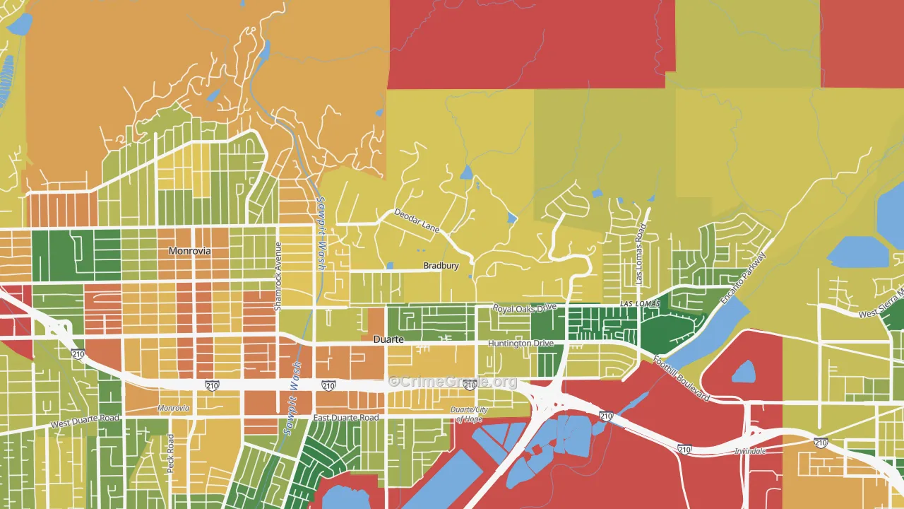 Bradbury, CA Map of Burglary Rates
