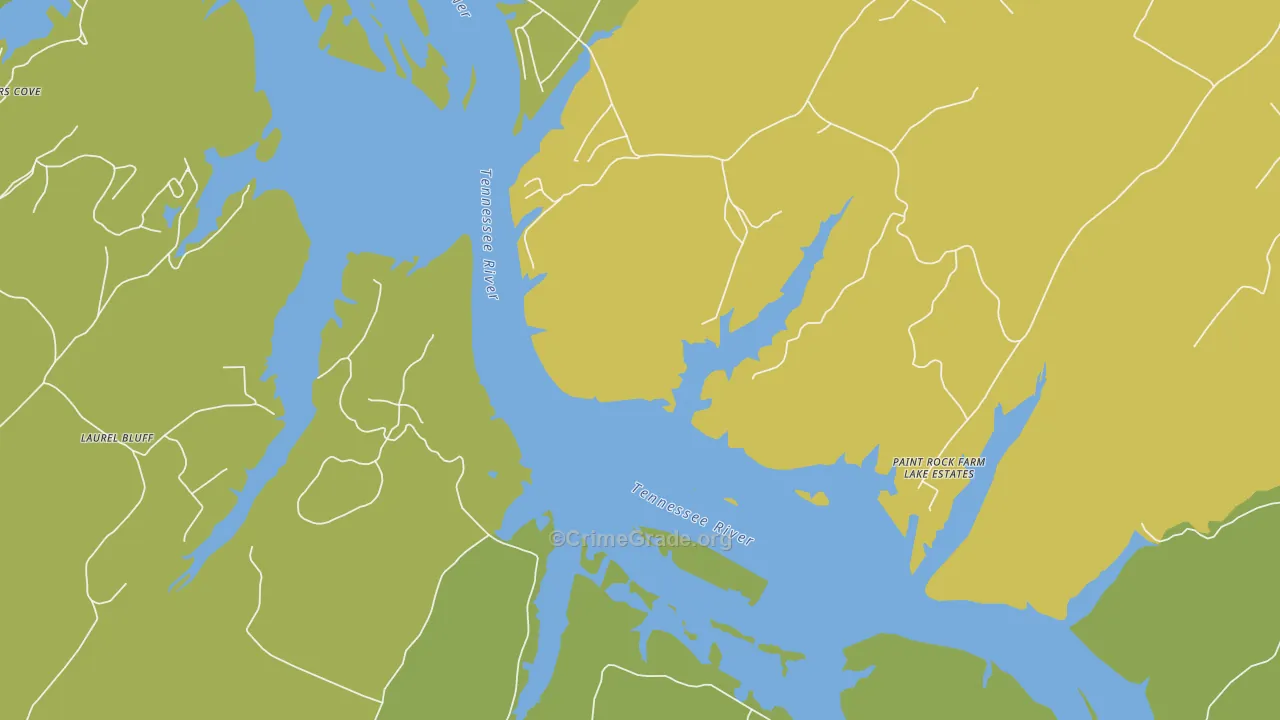 Bradbury, TN Map of Burglary Rates