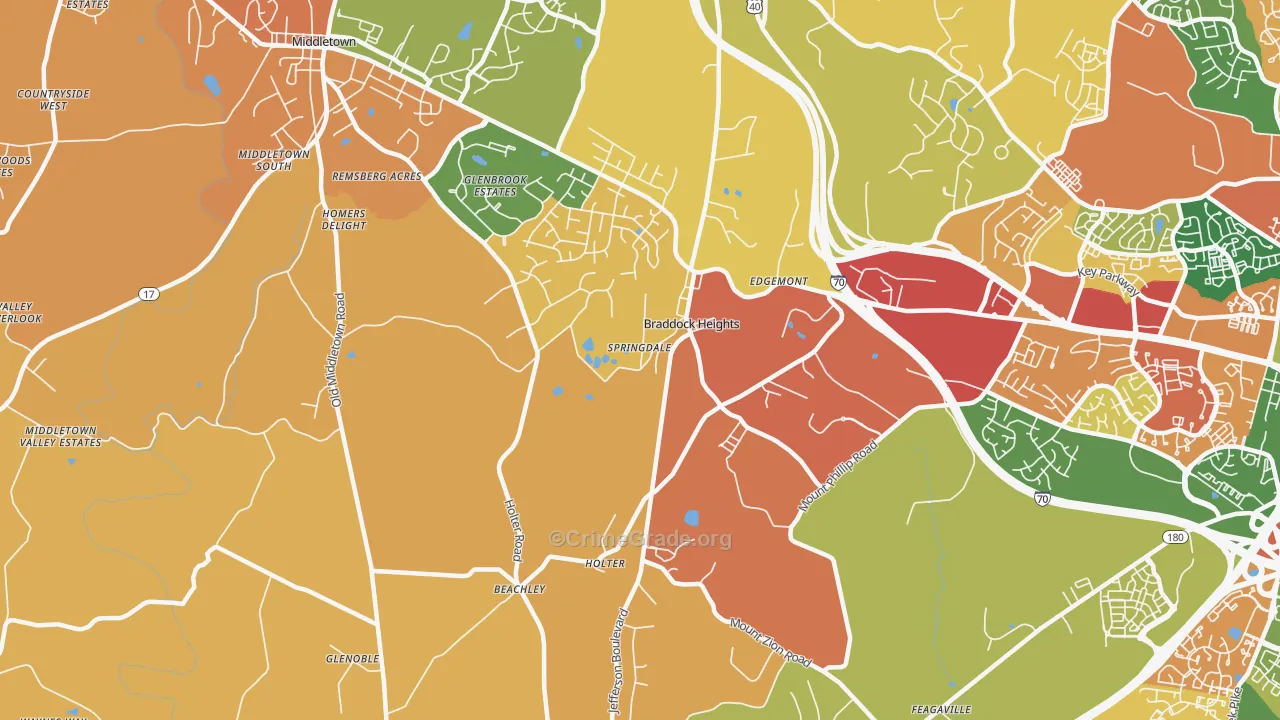 Braddock Heights, MD Map of Burglary Rates