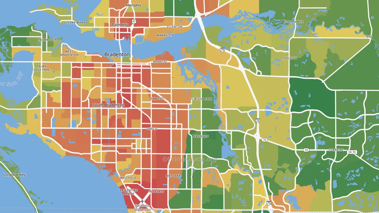 Bradenton, FL Map of Burglary Rates