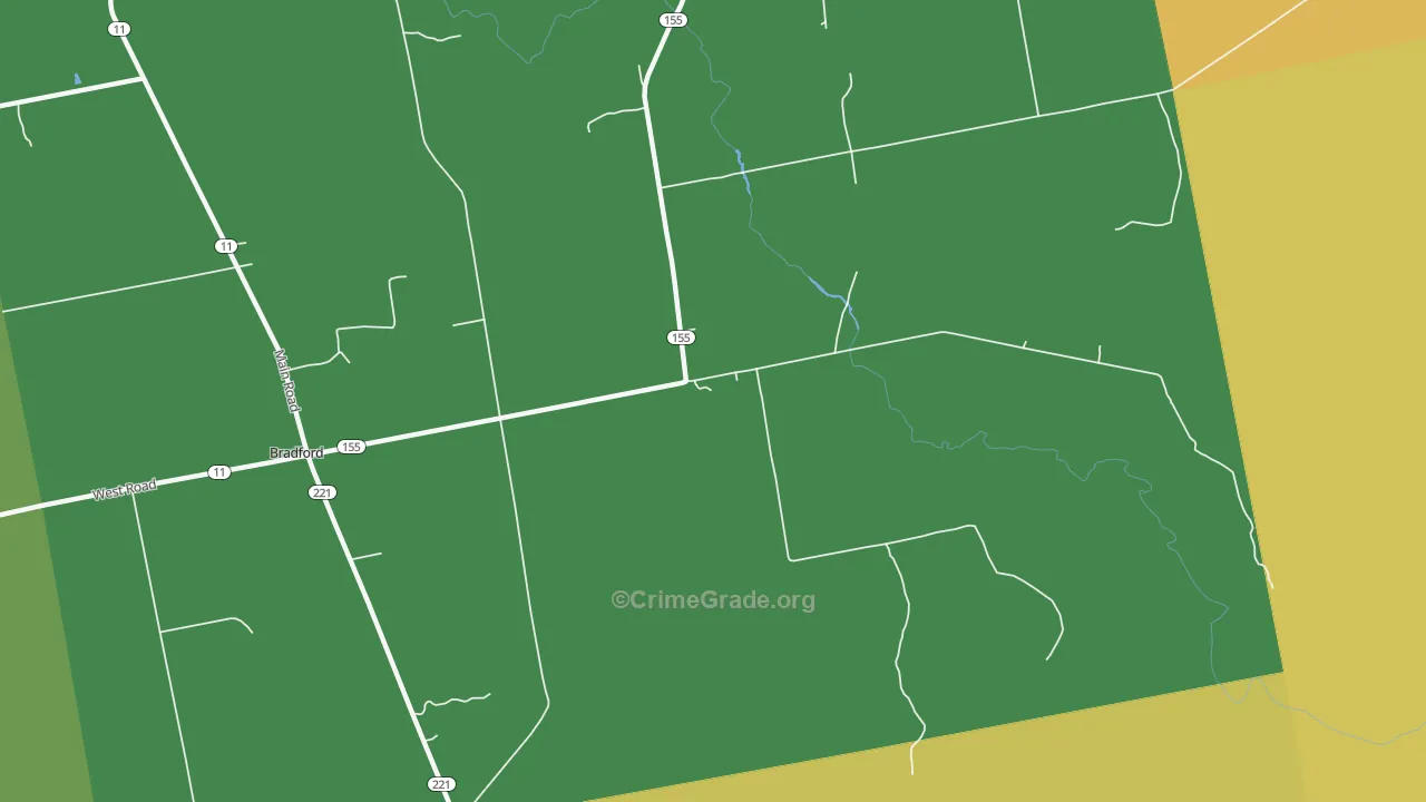 Bradford Center, ME Map of Burglary Rates