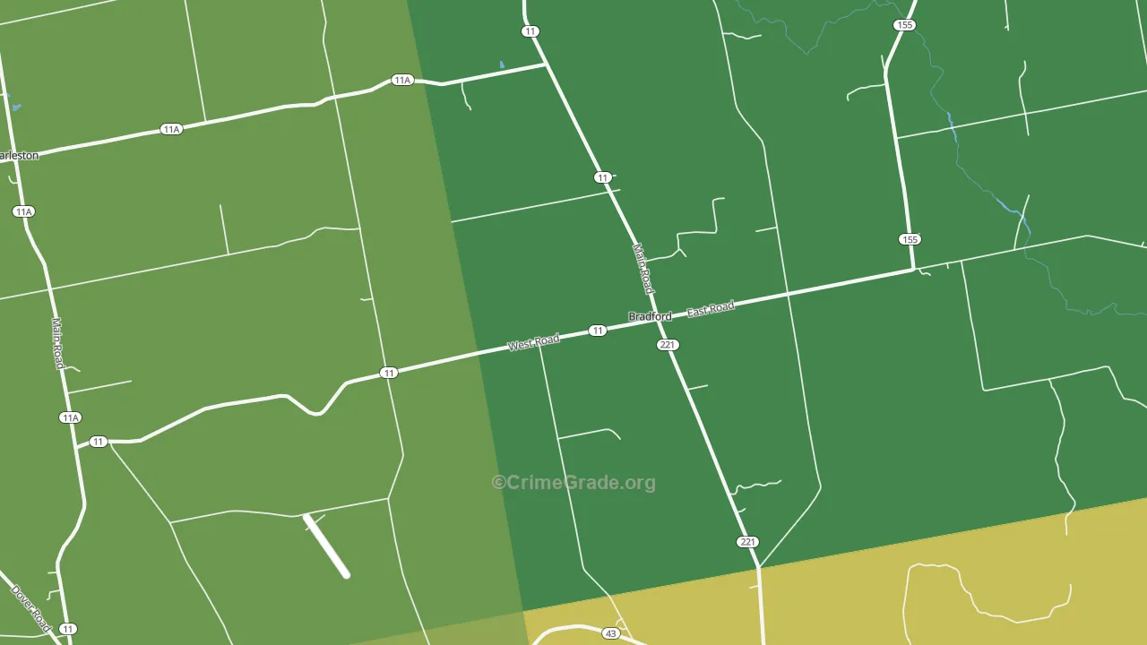 Bradford, ME Map of Burglary Rates