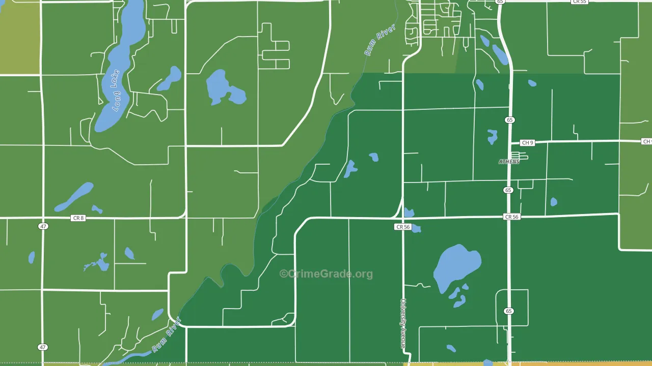 Bradford, MN Map of Burglary Rates