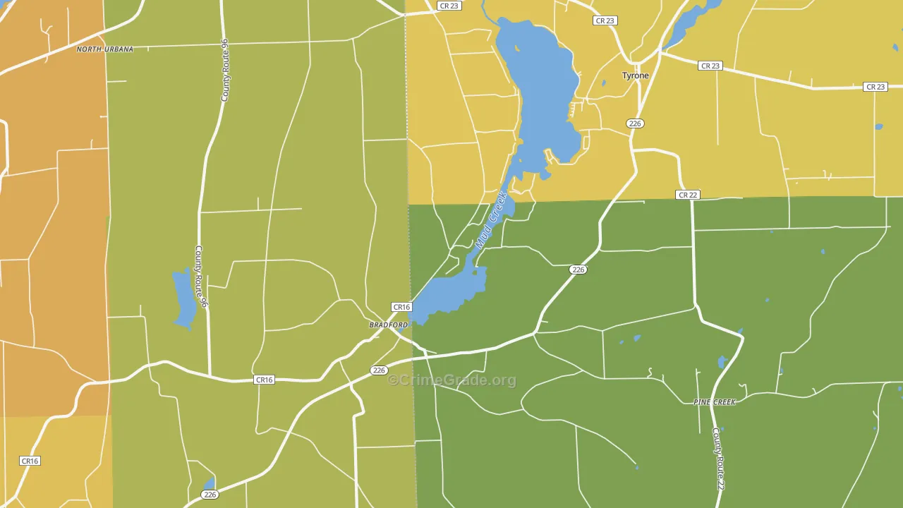 Bradford, NY Map of Burglary Rates