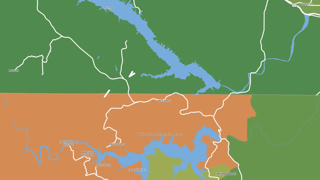 Bradley, CA Map of Burglary Rates