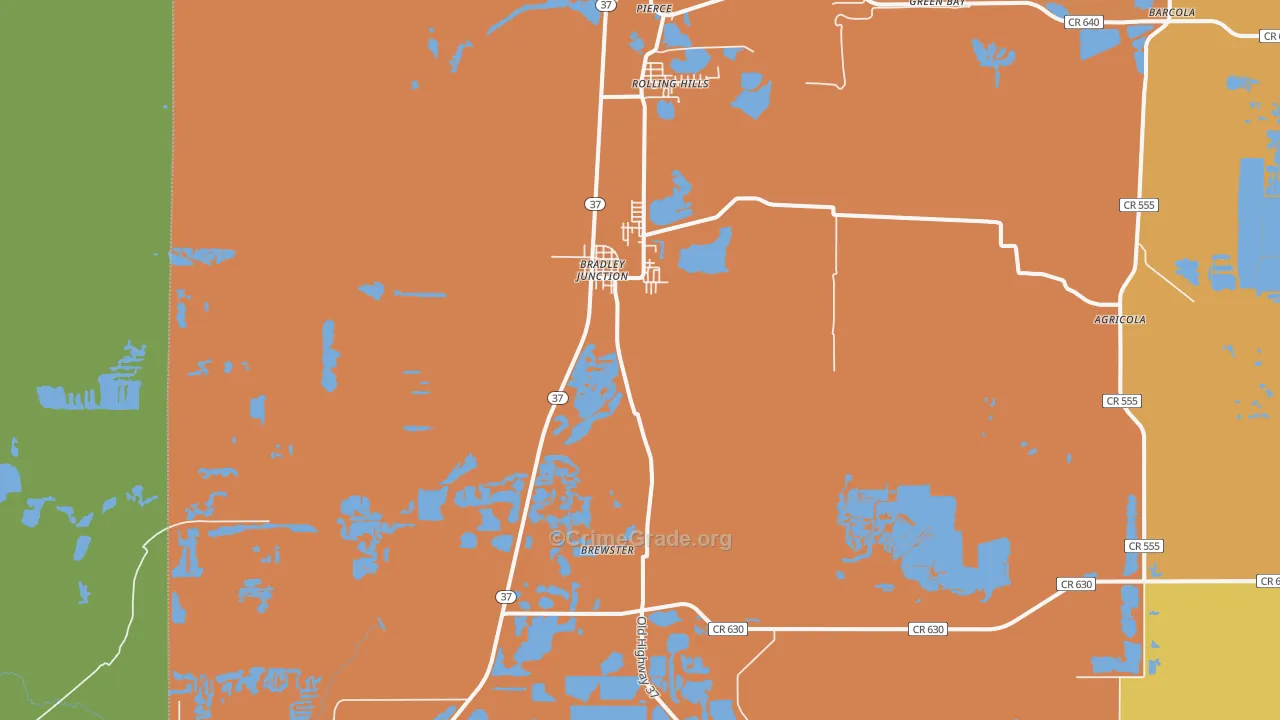 Bradley, FL Map of Burglary Rates