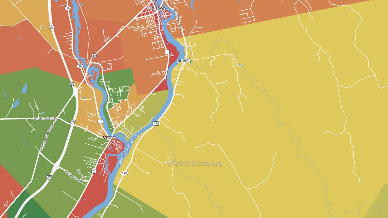 Bradley, ME Map of Burglary Rates