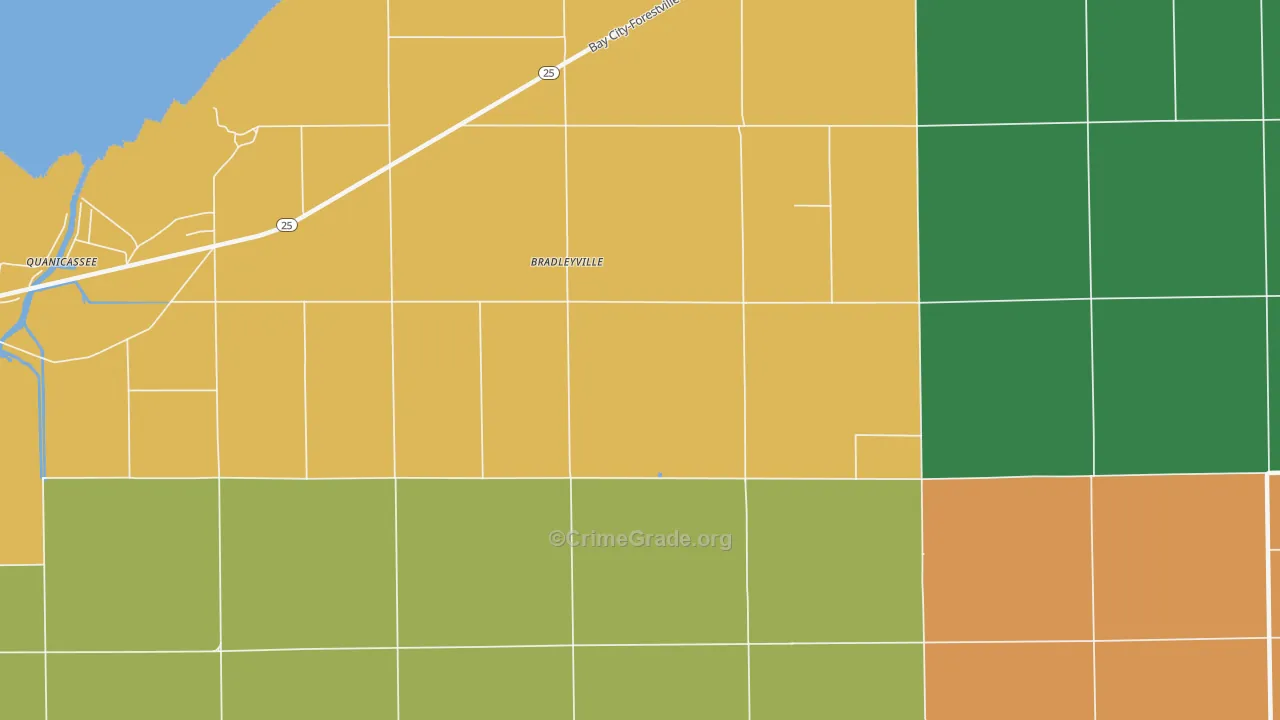 Bradleyville, MI Map of Burglary Rates
