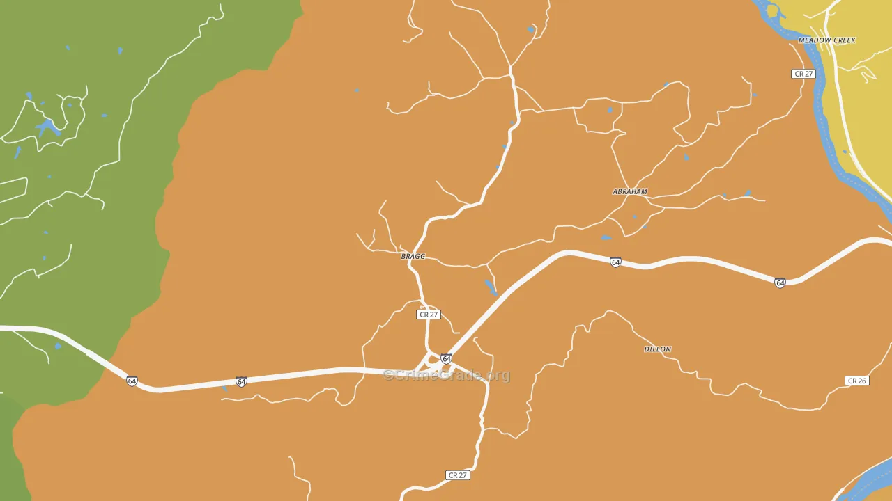 Bragg, WV Map of Burglary Rates