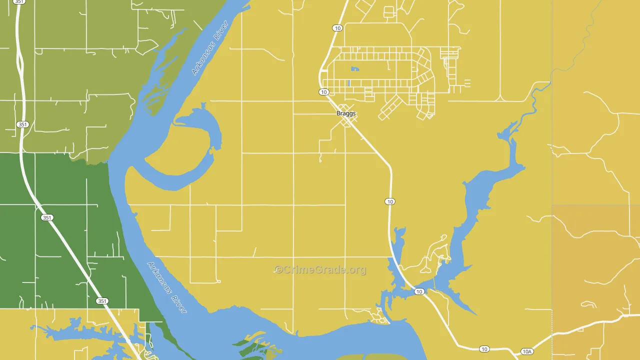 Braggs, OK Map of Burglary Rates