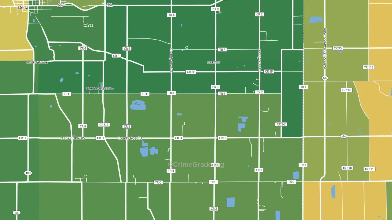 Brailey, OH Map of Burglary Rates