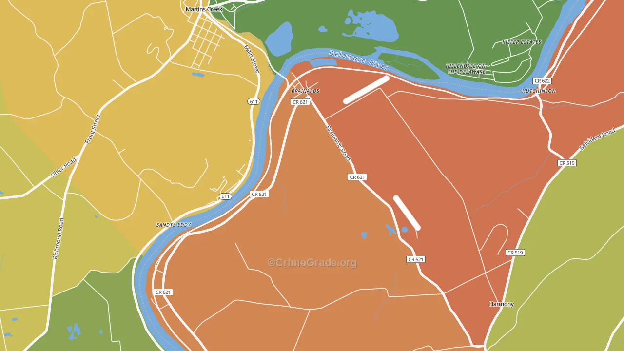 Brainards, NJ Map of Burglary Rates
