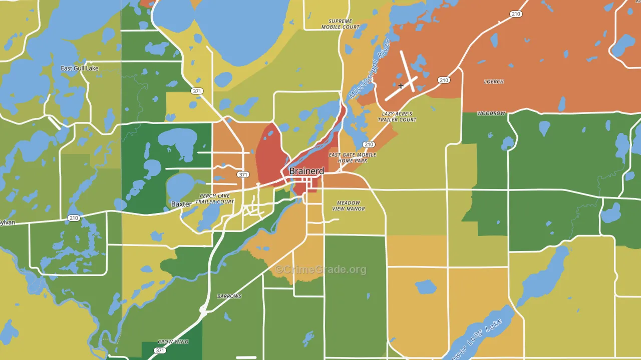 Brainerd, MN Map of Burglary Rates