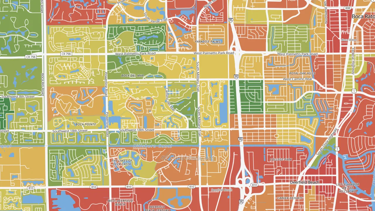 Bramalea, Boca Raton, FL Map of Burglary Rates
