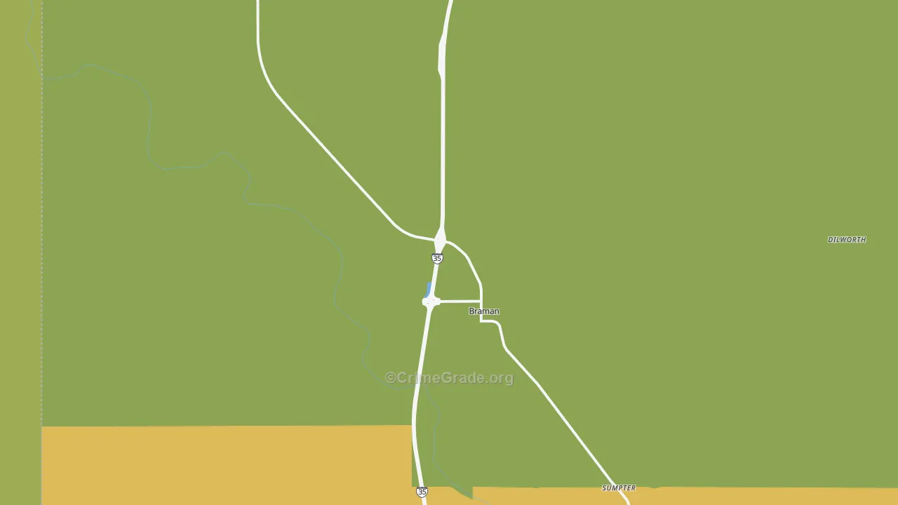 Braman, OK Map of Burglary Rates