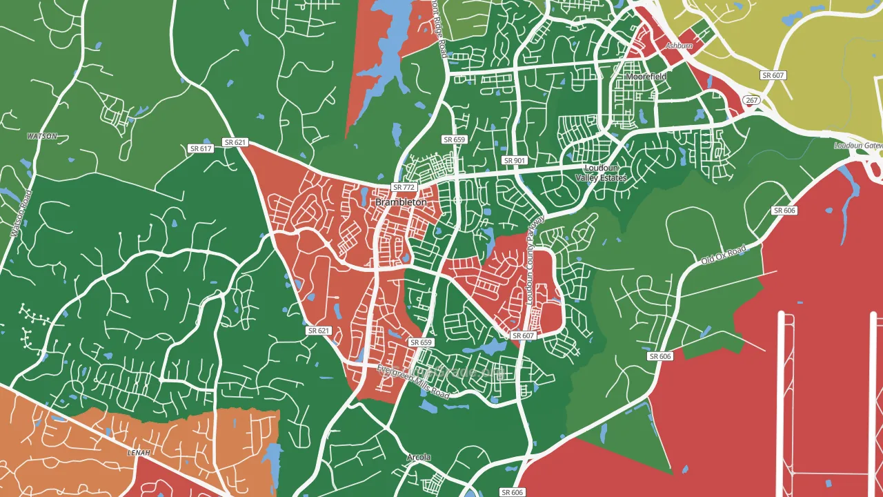 Brambleton, VA Map of Burglary Rates