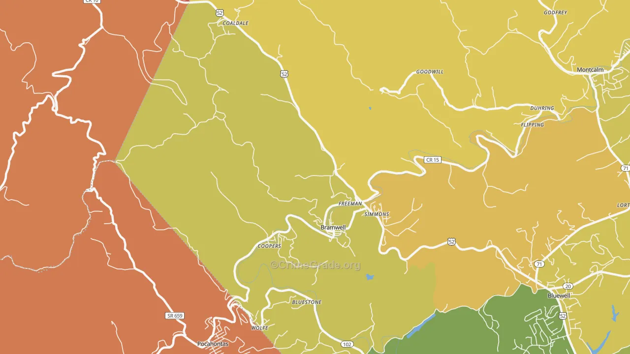 Bramwell, WV Map of Burglary Rates