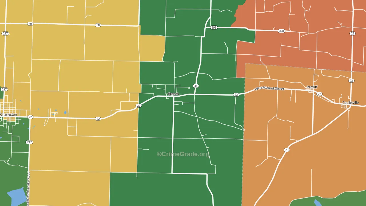 Branch, AR Map of Burglary Rates