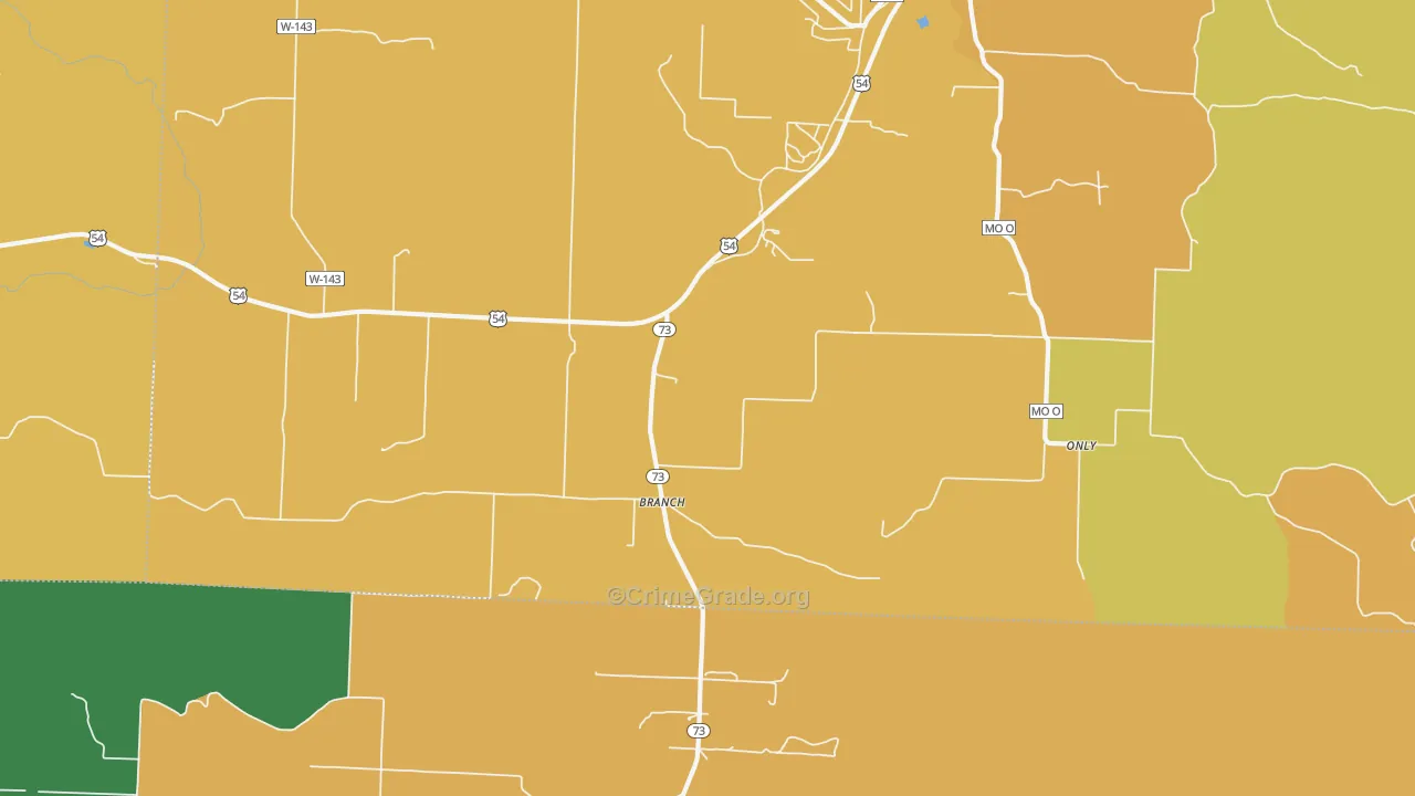 Branch, MO Map of Burglary Rates