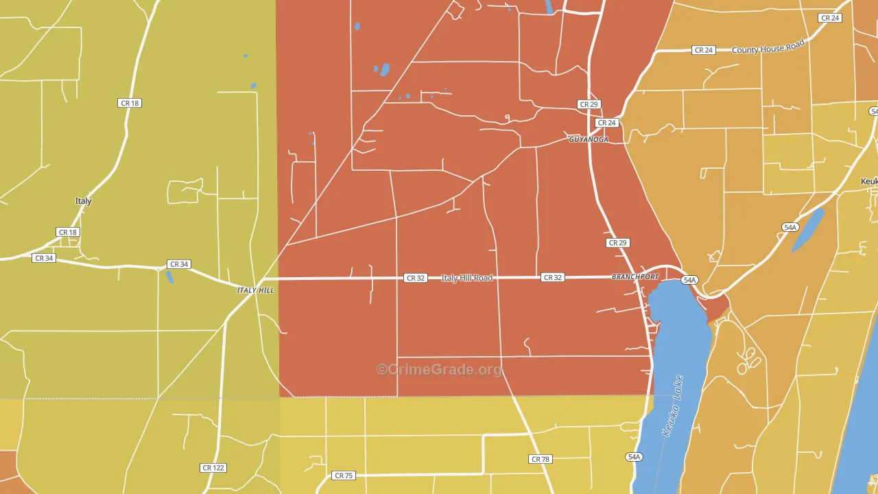 Branchport, NY Map of Burglary Rates