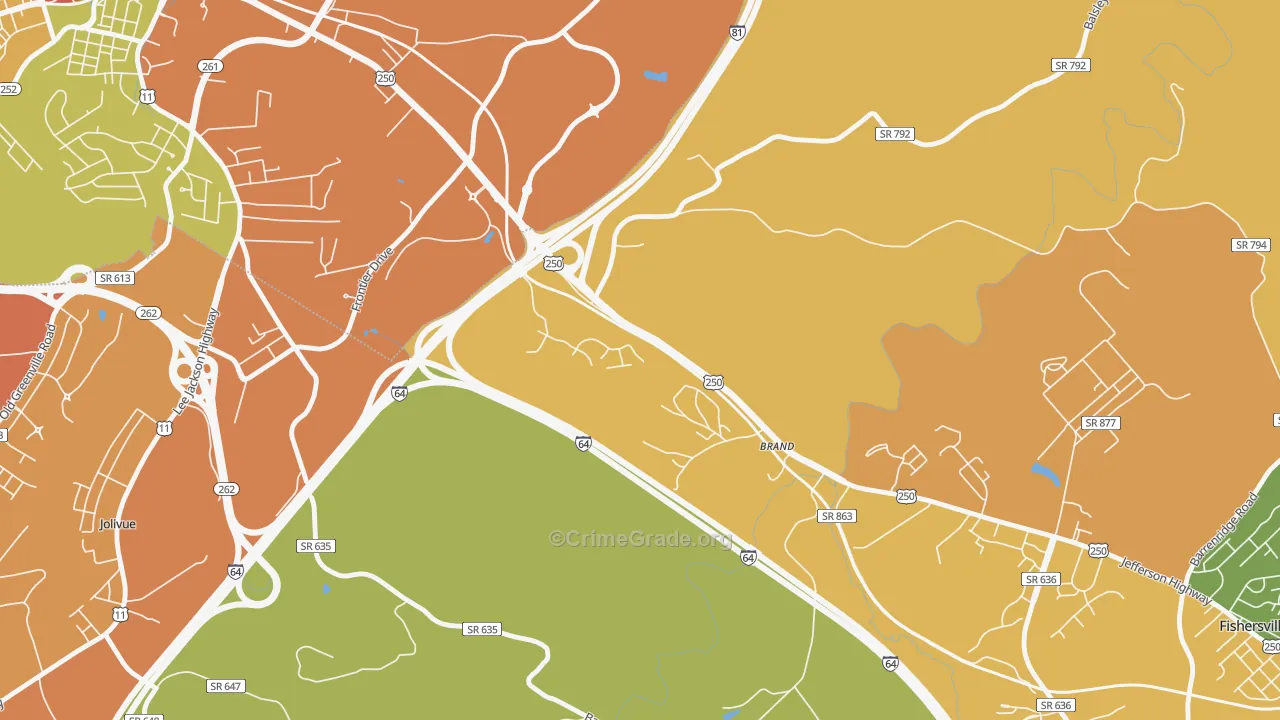 Brand, VA Map of Burglary Rates
