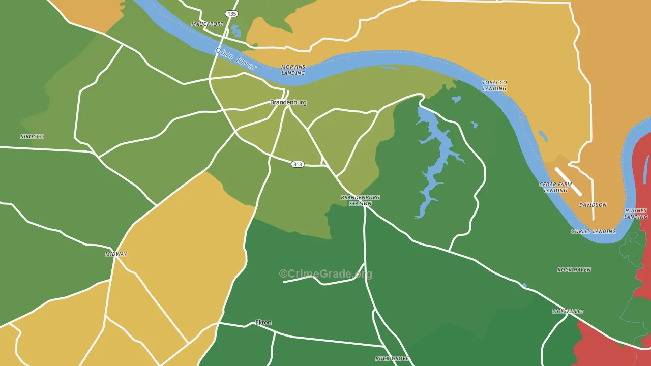 Brandenburg, KY Map of Burglary Rates