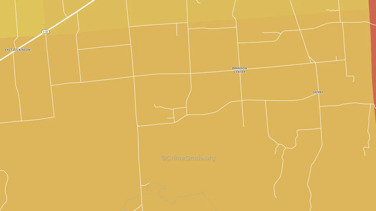 Brandon Center, NY Map of Burglary Rates