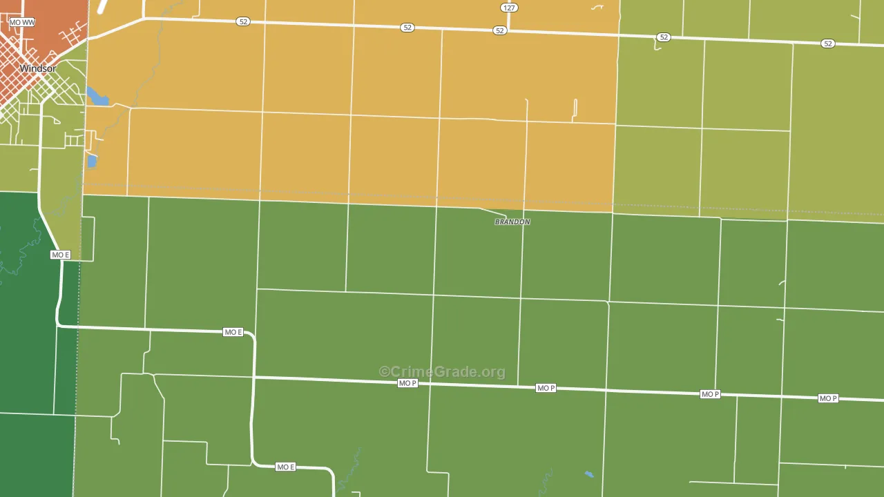 Brandon, MO Map of Burglary Rates