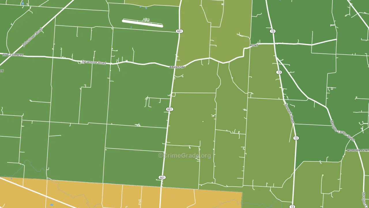 Brandon, OH Map of Burglary Rates