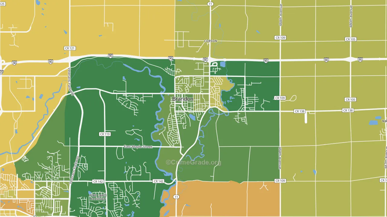Brandon, SD Map of Burglary Rates