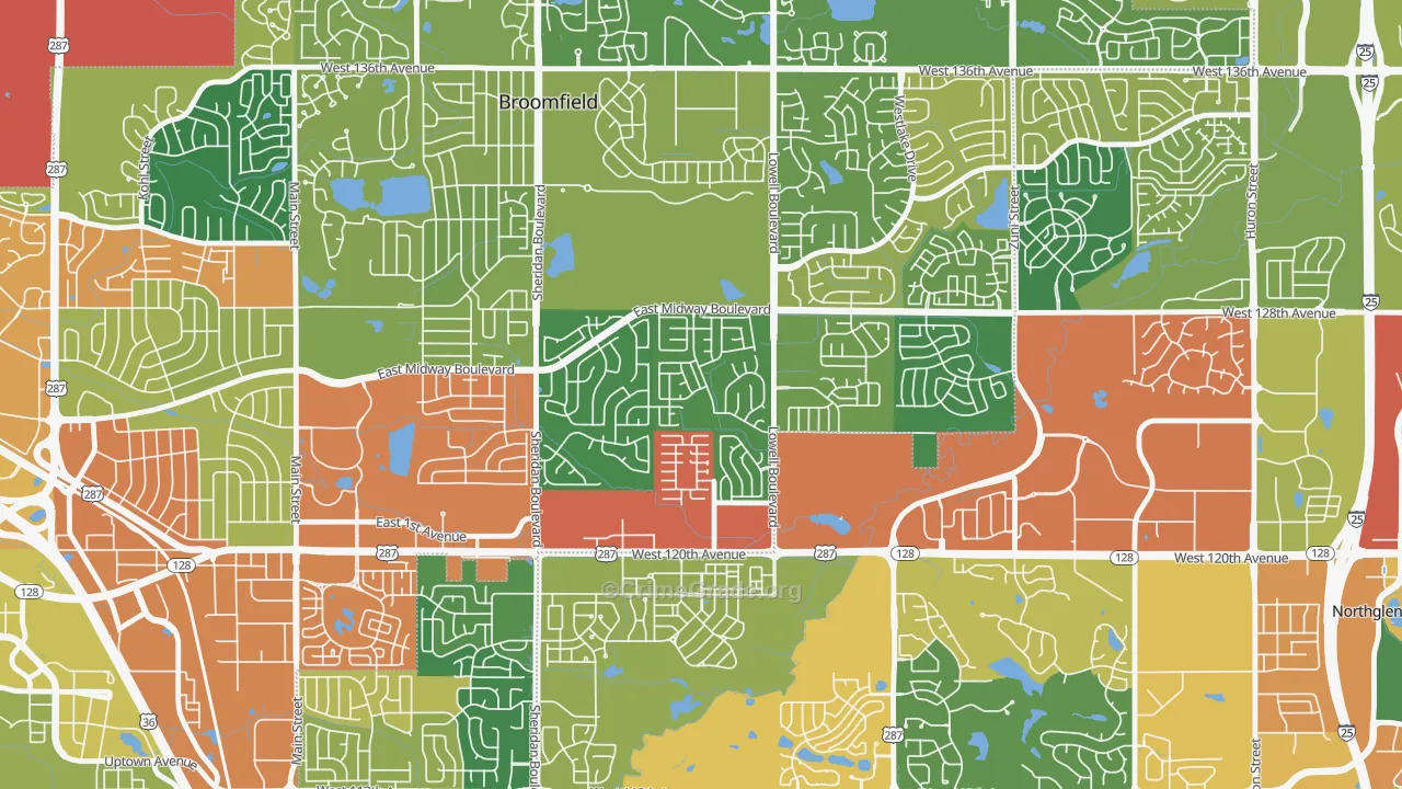 Brandywine, Broomfield, CO Map of Burglary Rates