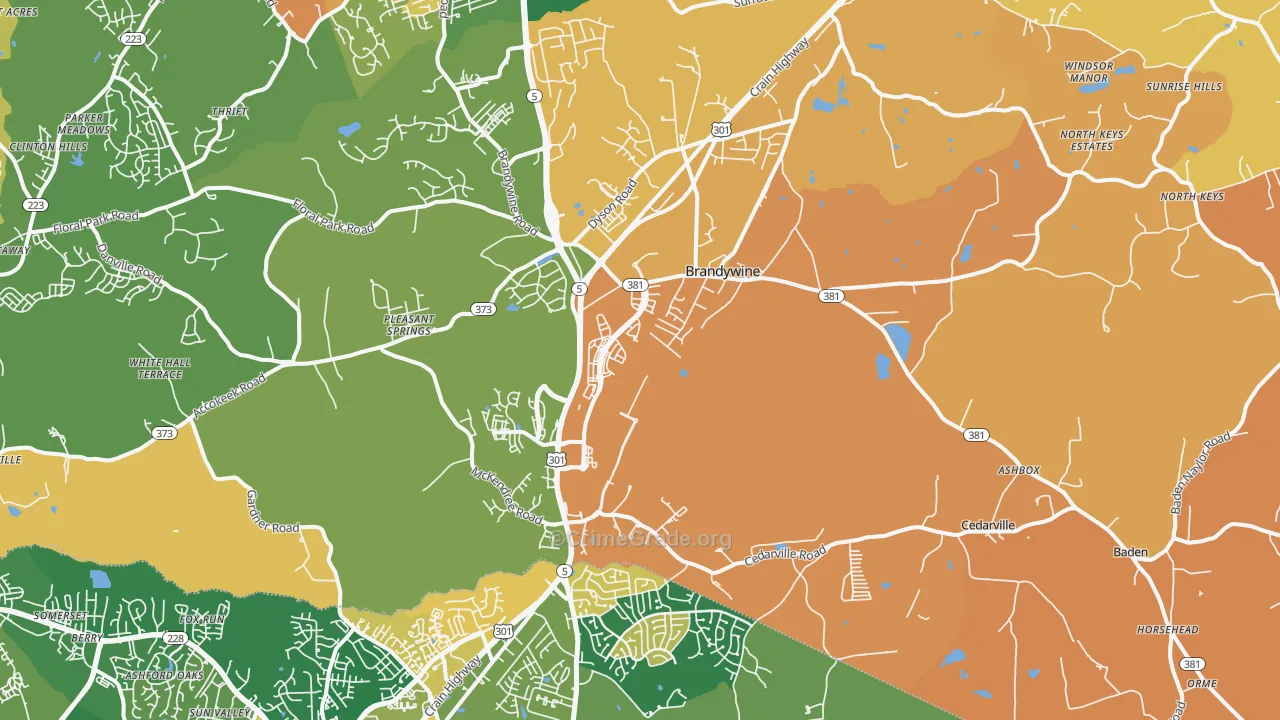 Brandywine, MD Map of Burglary Rates
