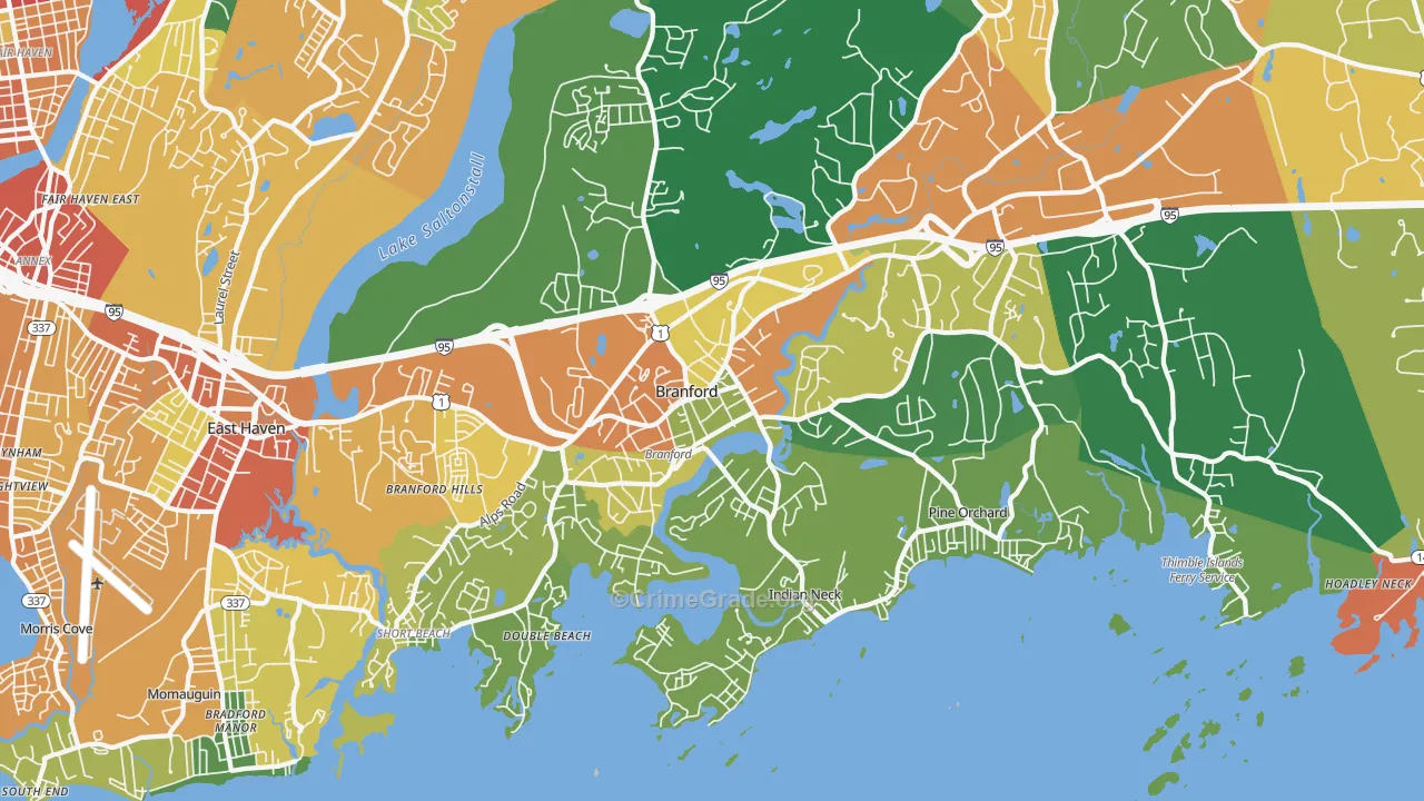 Branford, CT Map of Burglary Rates