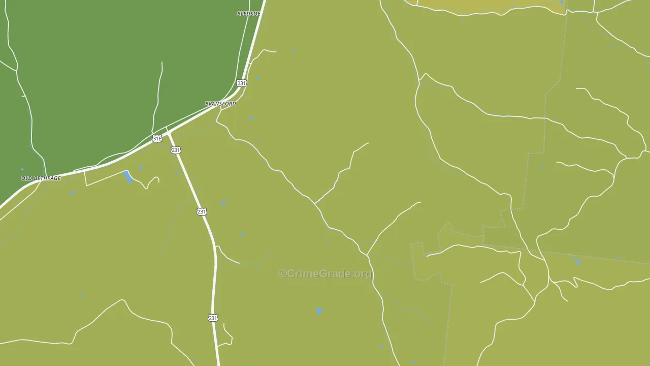Bransford, TN Map of Burglary Rates