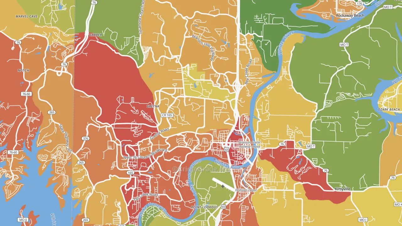 Branson, MO Map of Burglary Rates