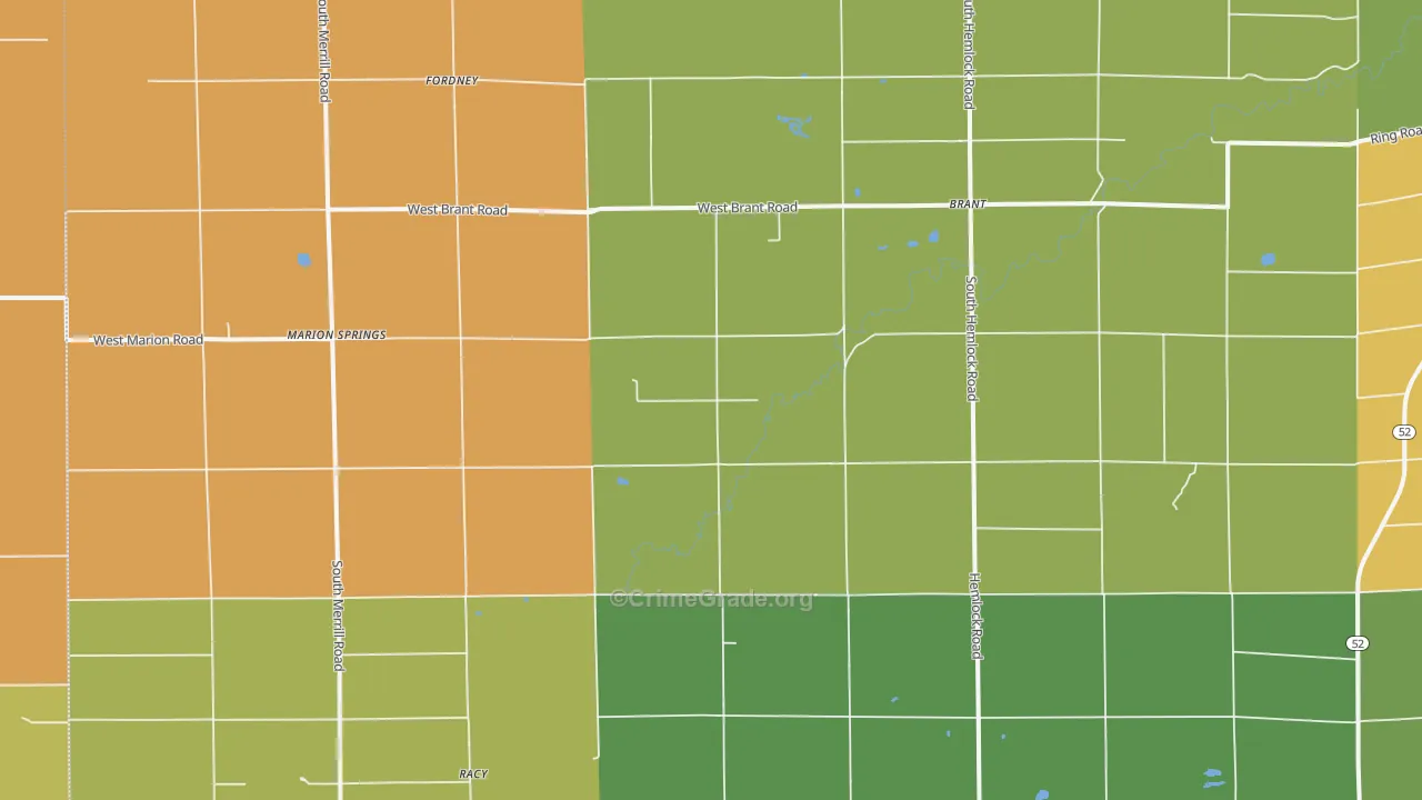 Brant, MI Map of Burglary Rates